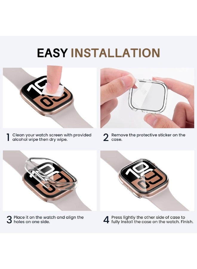 Compatible for Apple Watch Series 10 42mm Hard Case with Tempered Glass Screen Protector, Unique Design Hard PC Waterproof Case Cover, Bumper Full Coverage Accessories for iWatch 10 42mm, Clear - Image 5